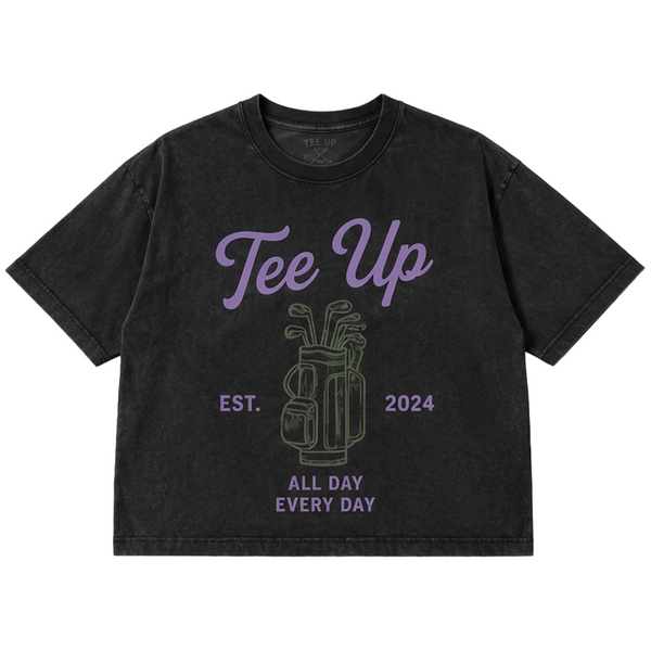 Crop Low Scores Tee – Vintage Wash Black